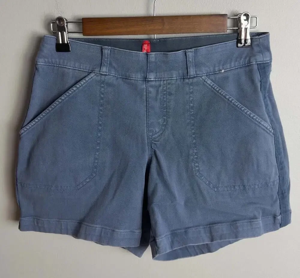 Spanx Blue Utility Shorts Pull On Casual Size Small Stripe Women’s